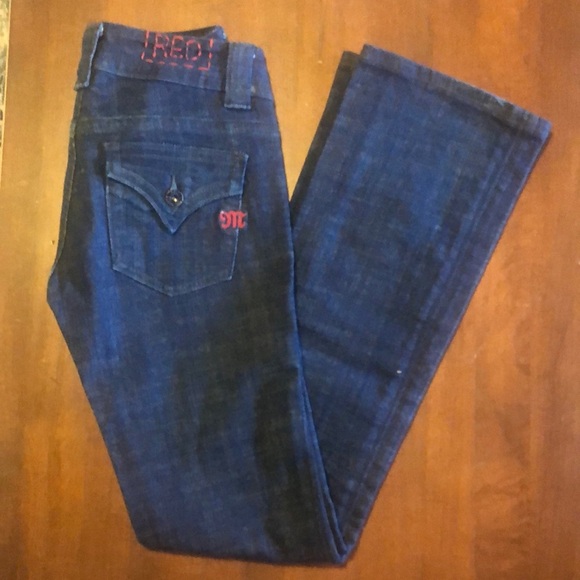 Miss Me Women's Boot Cut Jeans - Dark Blue with Red Accents - Picture 4 of 13